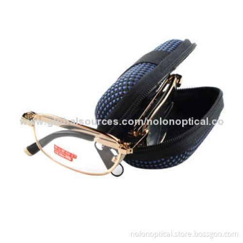 Mini Folding Metal Reading Glasses with Case, Customized Logos Accepted